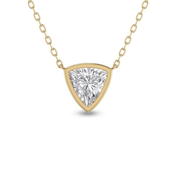Lab Grown 1/2 Carat Trillion Shaped Bezel Set Diamond Solitaire Pendant in 14K Yellow Gold- PDF61571LD