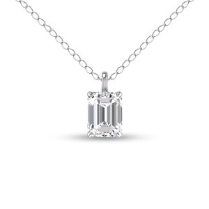 Lab Grown 1/2 Carat Emerald Solitaire Diamond Pendant in 14K White Gold- PDF61572LD
