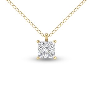 Lab Grown 1/2 Carat Princess Cut Solitaire Diamond Pendant in 14K Yellow Gold- PDF61581LD