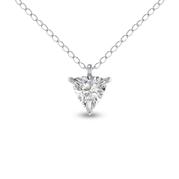 Lab Grown 1/2 Carat Trillion Shaped Solitaire Diamond Pendant in 14K White Gold- PDF61582LD