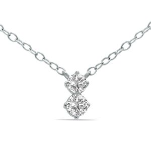 1/5 CTW Two Stone Lab-Grown Diamond Pendant in 10K White Gold (F-G Color, VS1- VS2 Clarity)- PDF61610LD