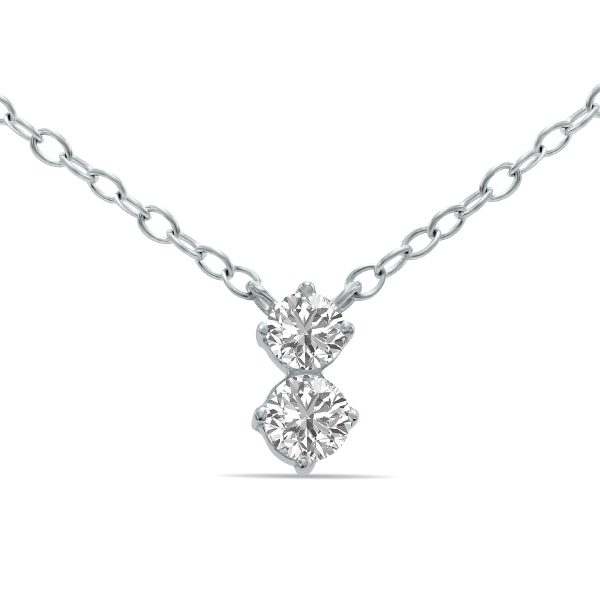 1/5 CTW Two Stone Lab-Grown Diamond Pendant in 10K White Gold (F-G Color, VS1- VS2 Clarity)- PDF61610LD