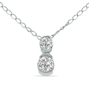 1/5 CTW Two Stone Lab Grown Diamond Pendant in 10K White Gold (F-G Color, VS1- VS2 Clarity)- PDF61614LD