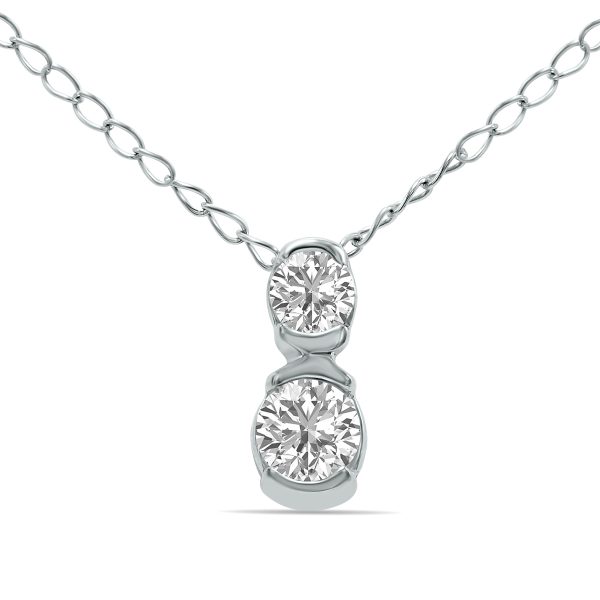 1/5 CTW Two Stone Lab Grown Diamond Pendant in 10K White Gold (F-G Color, VS1- VS2 Clarity)- PDF61614LD