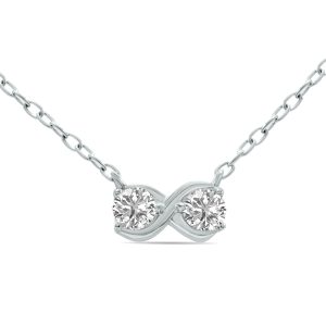 1/5 CTW Infinity Two Stone Lab Grown Diamond Pendant in 10K White Gold (F-G Color, VS1- VS2 Clarity)- PDF61615LD
