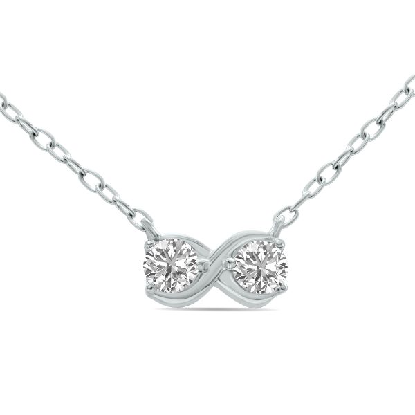 1/5 CTW Infinity Two Stone Lab Grown Diamond Pendant in 10K White Gold (F-G Color, VS1- VS2 Clarity)- PDF61615LD