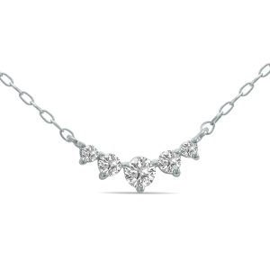 1/4 CTW Five Stone Lab Grown Diamond Necklace in 10K White Gold (F-G Color, VS1- VS2 Clarity)- PDF61616LD