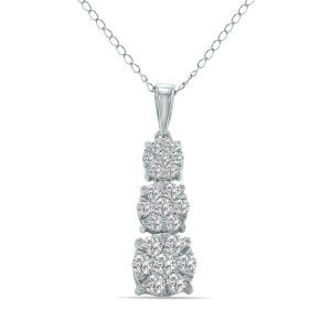1/2 CTW Vertical Lab Grown Diamond Pendant in 10K White Gold (F-G Color, VS1- VS2 Clarity)- PDF61619LD
