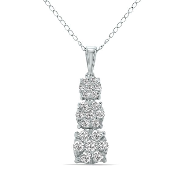 1/2 CTW Vertical Lab Grown Diamond Pendant in 10K White Gold (F-G Color, VS1- VS2 Clarity)- PDF61619LD