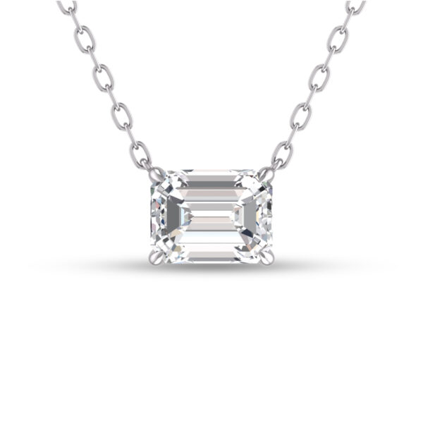 Lab Grown 3/4 Carat Floating Emerald Diamond Solitaire Pendant in 14K White Gold- PDF61789LD