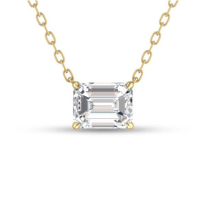 Lab Grown 1 Carat Floating Emerald Diamond Solitaire Pendant in 14K Yellow Gold- PDF61792LD