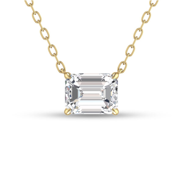 Lab Grown 1 Carat Floating Emerald Diamond Solitaire Pendant in 14K Yellow Gold- PDF61792LD