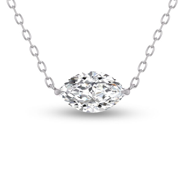 Lab Grown 1/4 Carat Floating Marquise Diamond Solitaire Pendant in 14K White Gold- PDF61793LD