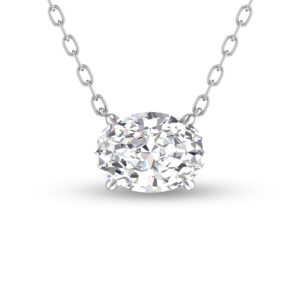Lab Grown 1/4 Carat Floating Oval Diamond Solitaire Pendant in 14K White Gold- PDF61799LD