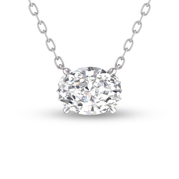 Lab Grown 1/4 Carat Floating Oval Diamond Solitaire Pendant in 14K White Gold- PDF61799LD