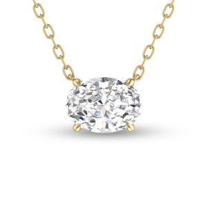 Lab Grown 3/4 CTW Floating Oval Diamond Solitaire Pendant in 14K Yellow Gold- PDF61802LD