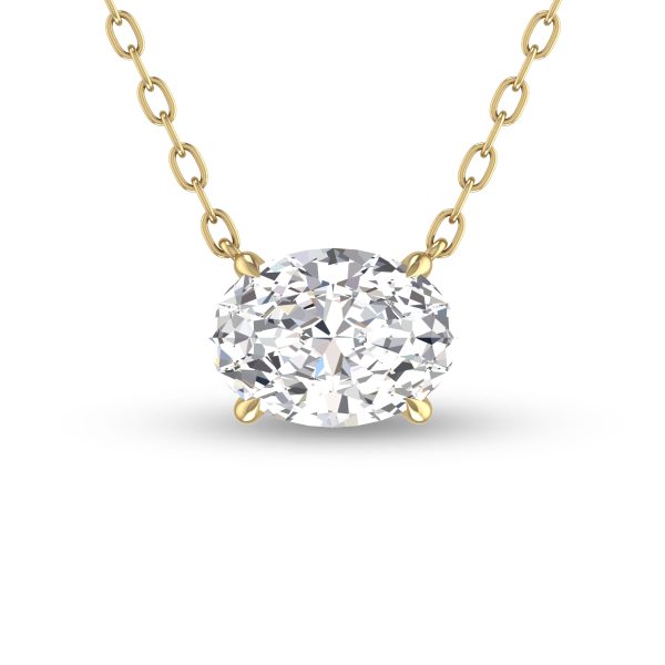 Lab Grown 3/4 CTW Floating Oval Diamond Solitaire Pendant in 14K Yellow Gold- PDF61802LD