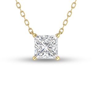 Lab Grown 1/4 Carat Floating Princess Cut Diamond Solitaire Pendant in 14K Yellow Gold- PDF61806LD