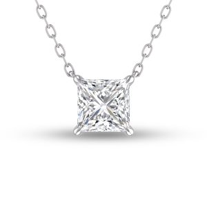 Lab Grown 3/4 Carat Floating Princess Cut Diamond Solitaire Pendant in 14K White Gold- PDF61807LD