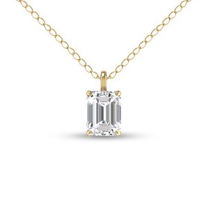 Lab Grown 1 Carat Emerald Solitaire Diamond Pendant in 14K Yellow Gold- PDF61832LD