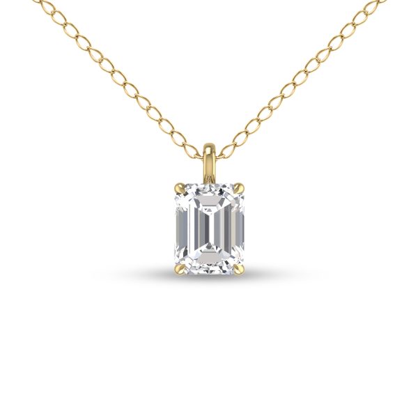 Lab Grown 1 Carat Emerald Solitaire Diamond Pendant in 14K Yellow Gold- PDF61832LD