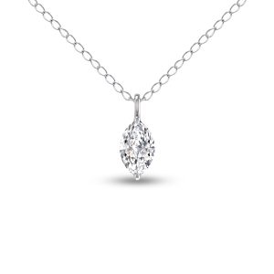 Lab Grown 1/4 Carat Marquise Solitaire Diamond Pendant in 14K White Gold- PDF61833LD
