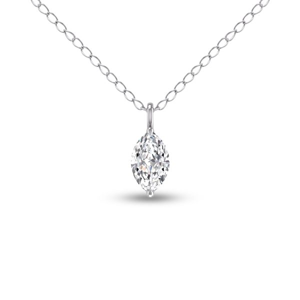 Lab Grown 1/4 Carat Marquise Solitaire Diamond Pendant in 14K White Gold- PDF61833LD