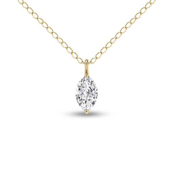 Lab Grown 1/4 Carat Marquise Solitaire Diamond Pendant in 14K Yellow Gold- PDF61834LD