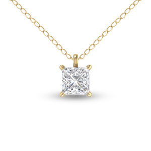 Lab Grown 1 Carat Princess Cut Solitaire Diamond Pendant in 14K Yellow Gold- PDF61850LD
