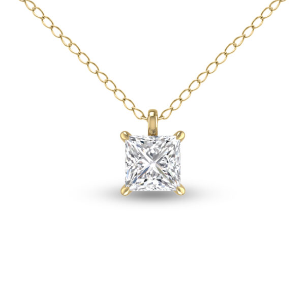 Lab Grown 1 Carat Princess Cut Solitaire Diamond Pendant in 14K Yellow Gold- PDF61850LD