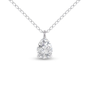 Lab Grown 3/4 Carat Pear Solitaire Diamond Pendant in 14K White Gold- PDF61853LD