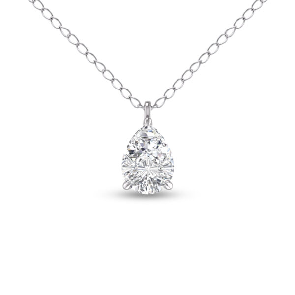 Lab Grown 3/4 Carat Pear Solitaire Diamond Pendant in 14K White Gold- PDF61853LD