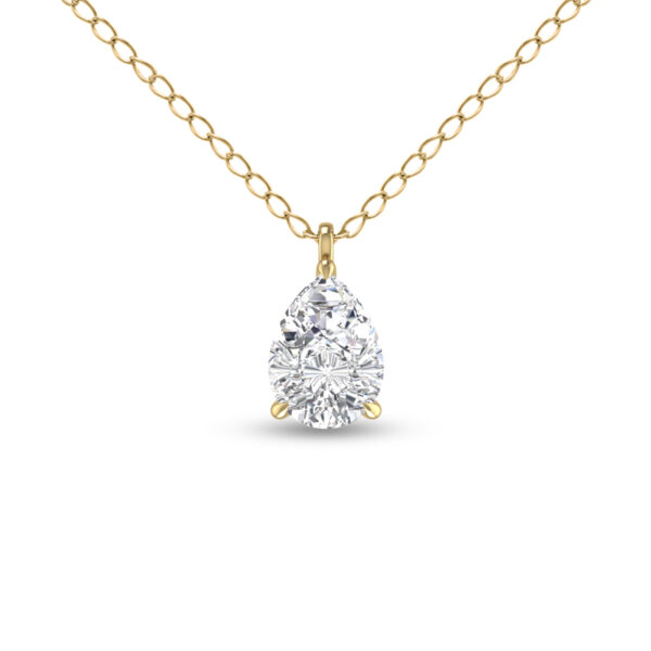 Lab Grown 3/4 Carat Pear Solitaire Diamond Pendant in 14K Yellow Gold- PDF61854LD