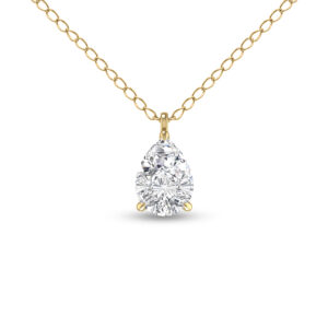 Lab Grown 1 Carat Pear Solitaire Diamond Pendant in 14K Yellow Gold- PDF61856LD