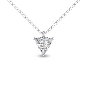 Lab Grown 1 Carat Trillion Shaped Solitaire Diamond Pendant in 14K White Gold- PDF61857LD
