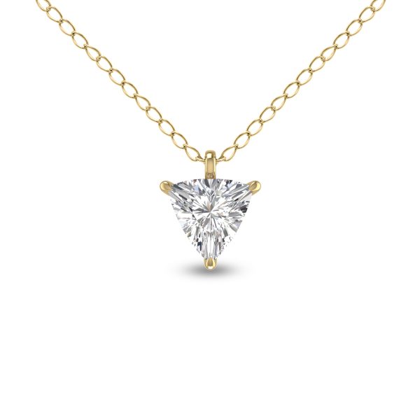 Lab Grown 1 Carat Trillion Shaped Solitaire Diamond Pendant in 14K Yellow Gold- PDF61858LD