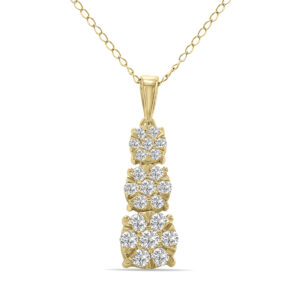 1/2 CTW Vertical Lab Grown Diamond Pendant in 10K Yellow Gold (F-G Color, VS1- VS2 Clarity)- PDF61889LD