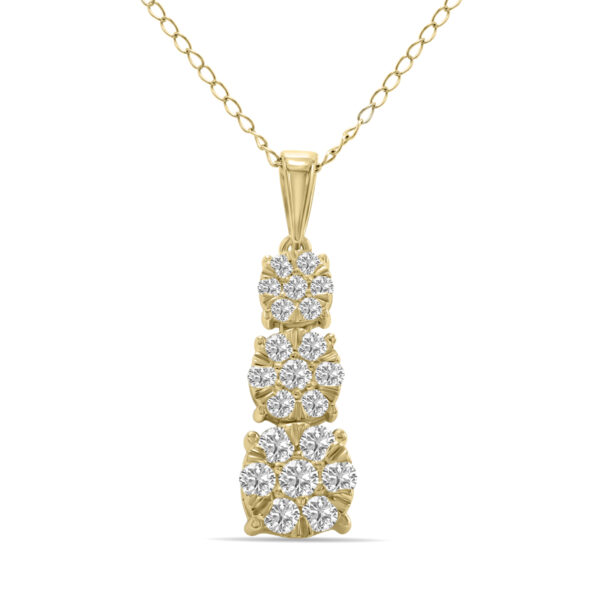 1/2 CTW Vertical Lab Grown Diamond Pendant in 10K Yellow Gold (F-G Color, VS1- VS2 Clarity)- PDF61889LD