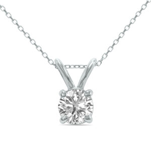 1 Carat Lab Grown Diamond Round Solitaire Pendant in 14K White Gold- PDF61930LD