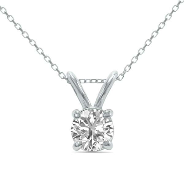 1 Carat Lab Grown Diamond Round Solitaire Pendant in 14K White Gold- PDF61930LD
