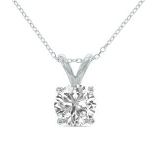 IGI Certified 1.50 Carat Lab Grown Diamond Round Solitaire Pendant in 14K White Gold- PDF61932LDIGI