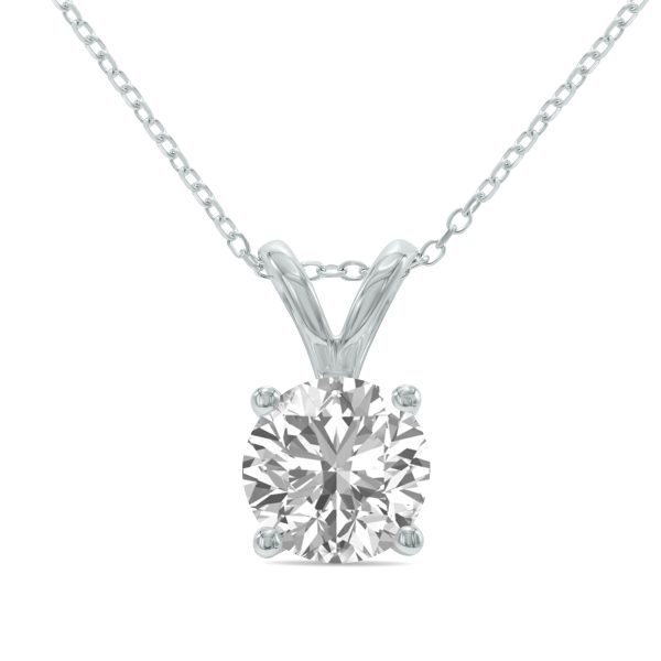 IGI Certified 1.50 Carat Lab Grown Diamond Round Solitaire Pendant in 14K White Gold- PDF61932LDIGI