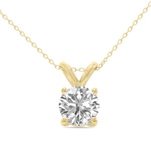 IGI Certified 2 Carat Lab Grown Diamond Round Solitaire Pendant in 14K Yellow Gold- PDF61935LDIGI