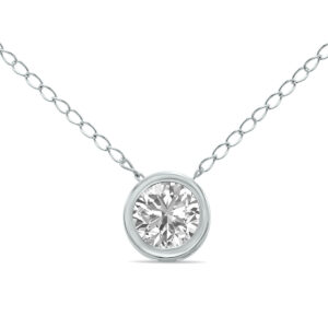 1/4 Carat Lab Grown Diamond Bezel Pendant in 14K White Gold- PDF61936LD