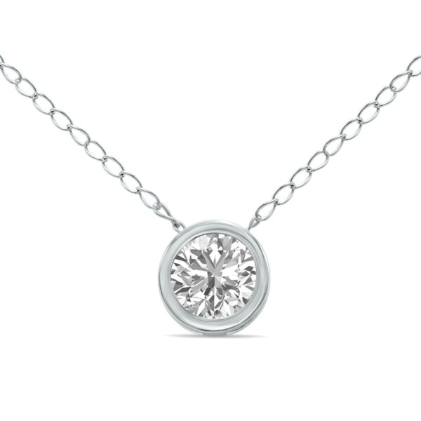 1/4 Carat Lab Grown Diamond Bezel Pendant in 14K White Gold- PDF61936LD