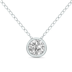 1/3 Carat Lab Grown Diamond Bezel Pendant in 14K White Gold- PDF61938LD