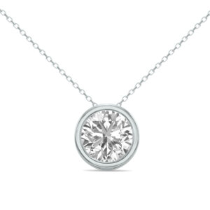 IGI Certified 2 Carat Lab Grown Diamond Bezel Pendant in 14K White Gold- PDF61942LDIGI