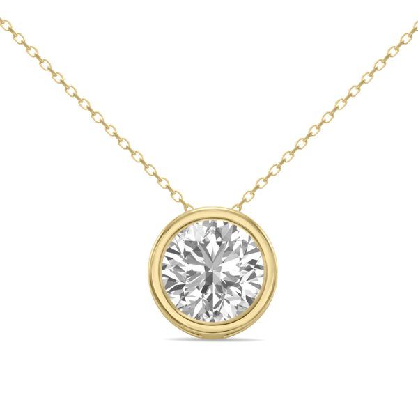 IGI Certified 2 Carat Lab Grown Diamond Bezel Pendant in 14K Yellow Gold- PDF61943LDIGI