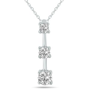 1.50 CTW Three Stone Lab Grown Diamond Bar Pendant in 10K White Gold- PDF62012LD