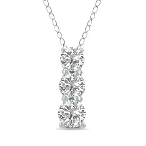 1/4 CTW Lab Grown Diamond Three Stone Pendant in 14K White Gold- PDF62016LD